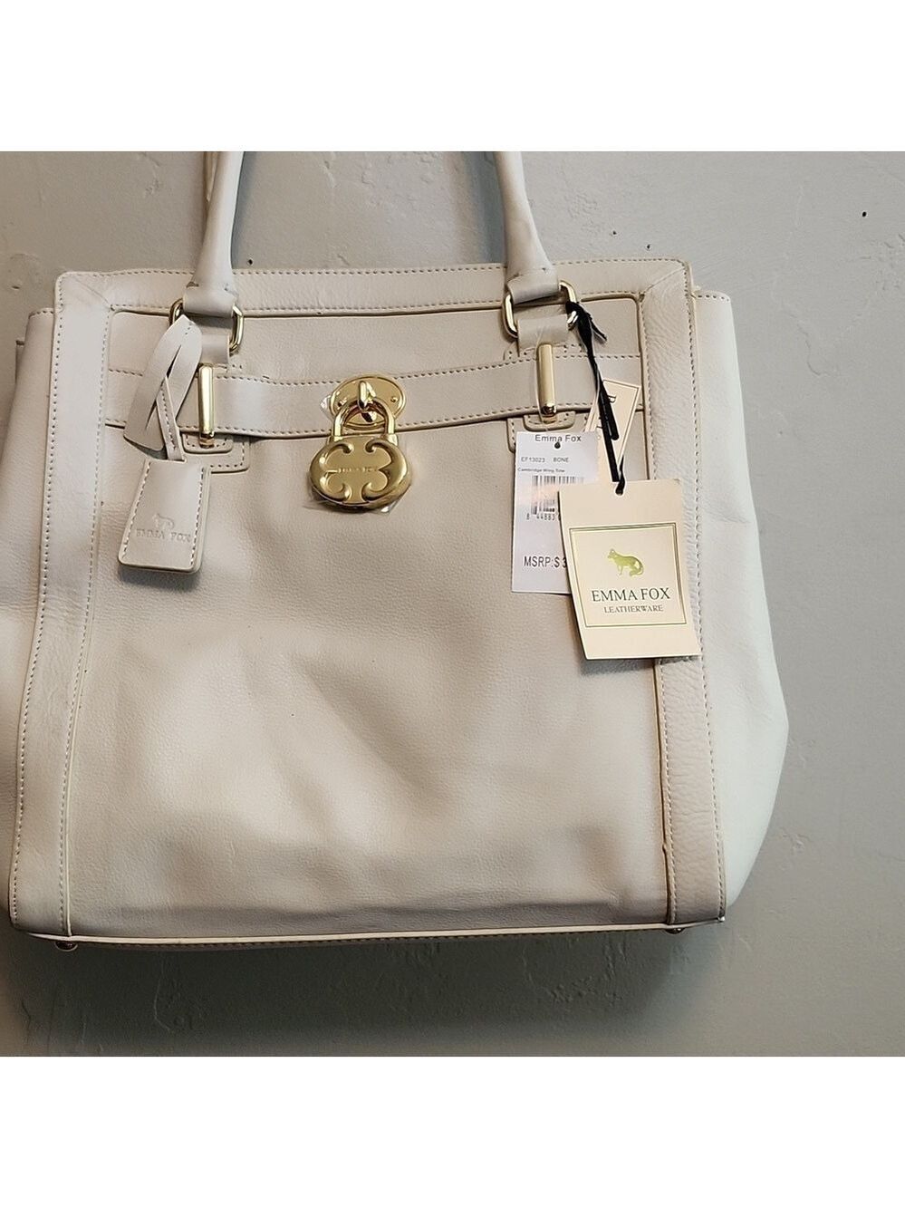Emma Fox NWT leather Bone Chambridge Wing Tote shoulder bag